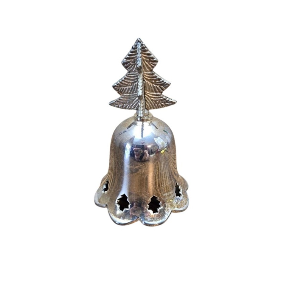 VTG International Silver Co. Christmas Silverplated‎ Bell with Tree 4.5"